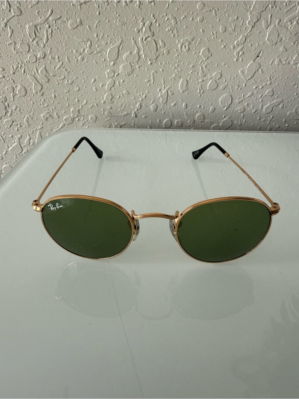 Ray-Ban Gold Frame Sunglasses with Green Lenses